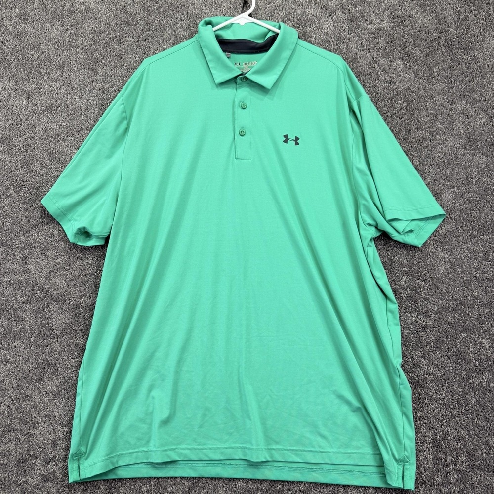 Under Armour HeatGear Polo Shirt Mens 3XL Green Solid Golf Performance Training
